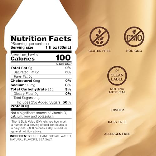 Monin - Salted Caramel Syrup, Natural Flavors, Great for Mochas, Lattes, Smoothies, Shakes, and Cocktails, Non-GMO, Gluten-Free (750 ml)