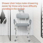 Caring Bath Chair for Seniors, Shower Seat with Removable Backrest, Suction Feet, Non-Slip Adjustable Height Shower Bench for Elderly, Disabled, 400 lb Weight Capacity, Bathroom Stool for Tub & Shower
