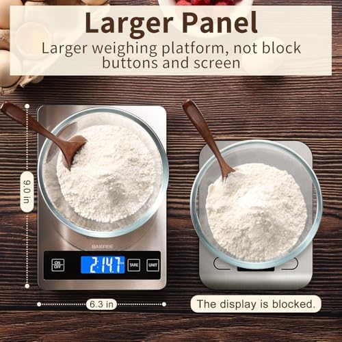 Food Scale, 33lb Digital Kitchen Scale with Stainless Steel & Tempered Glass, USB Rechargeable, 1g/0.05oz Precise Weighing, Splash-Resistant and Sturdy Surface, for Cooking, Baking, Weight Loss