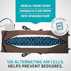 Lunderg Alternating Air Pressure Pad for Recliner Chair - Pressure Relief Cushion Topper for Recliner - Bed Sore Prevention - Medical Grade Mattress Pad, Cover & Quiet Pump - Home or Hospital (Coffee)