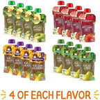 Happy Baby Organics Stage 2 Baby Food Pouches, Gluten Free, Vegan & Healthy Snack, Clearly Crafted Fruit & Veggie Puree, Fruit & Veggie Variety Pack, 4 Ounces (Pack of 16), Amazon Exclusive