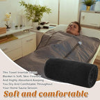 HunnmingRe Infrared Sauna Blanket Towel Inserted, 35 x 70”Cotton Sweat Absorbent Mat, Reusable Machine Washable Cover for for Home Spa, Gym, Pool, Sauna Blanket Accessories(Black)