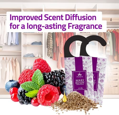 Closet Deodorizer for Women (6-Pack) | Berry Closet Freshener | Small Space Air Freshener For Wardrobe, Closets, Drawers, Small Spaces | Long-Lasting Drawer Sachets | Scented Air Freshener | By Perfa