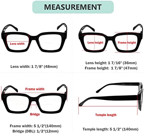 Eyekepper Bifocal Reading Glasses Women Stylish Bifocal Readers Clear Lens Oversize - Black +2.50