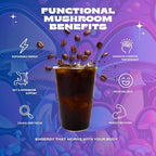 Genius Bean House Blend Mushroom Coffee, Medium Roast Ground Coffee with Lion's Mane, Chaga, Reishi, Cordyceps, L-Theanine, Organic Fair-Trade Beans, 8 oz