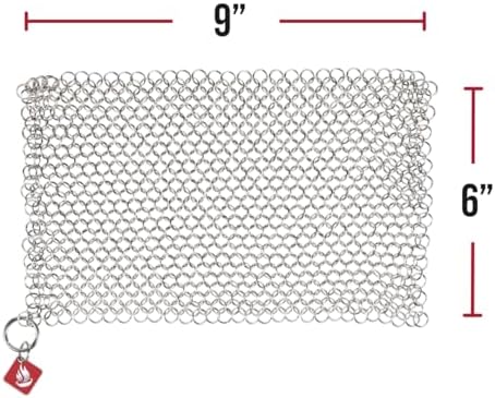 Knapp Made CM Scrubber 9"x6" Small Ring Cast Iron Scrubber - Cast Iron Cleaner for Hard Anodized Cookware, Pre-Seasoned Pans, Dutch Ovens, Iron Pans, Grills and Skillet. Chain Mail Scrubber Cast Iron