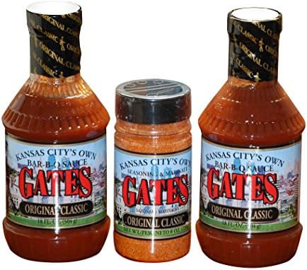 Gates Original Classic Bundle: 2 Gates Original Classic Barbecue Sauce 18 Fl Oz., 1 Gates Original Classic 8 Oz Season & Marinate