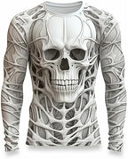 3D Print Skeleton Shirts Men Halloween Costumes Shirts Funny Long Sleeve Graphic Tees Streetwear Casual Tee Tops