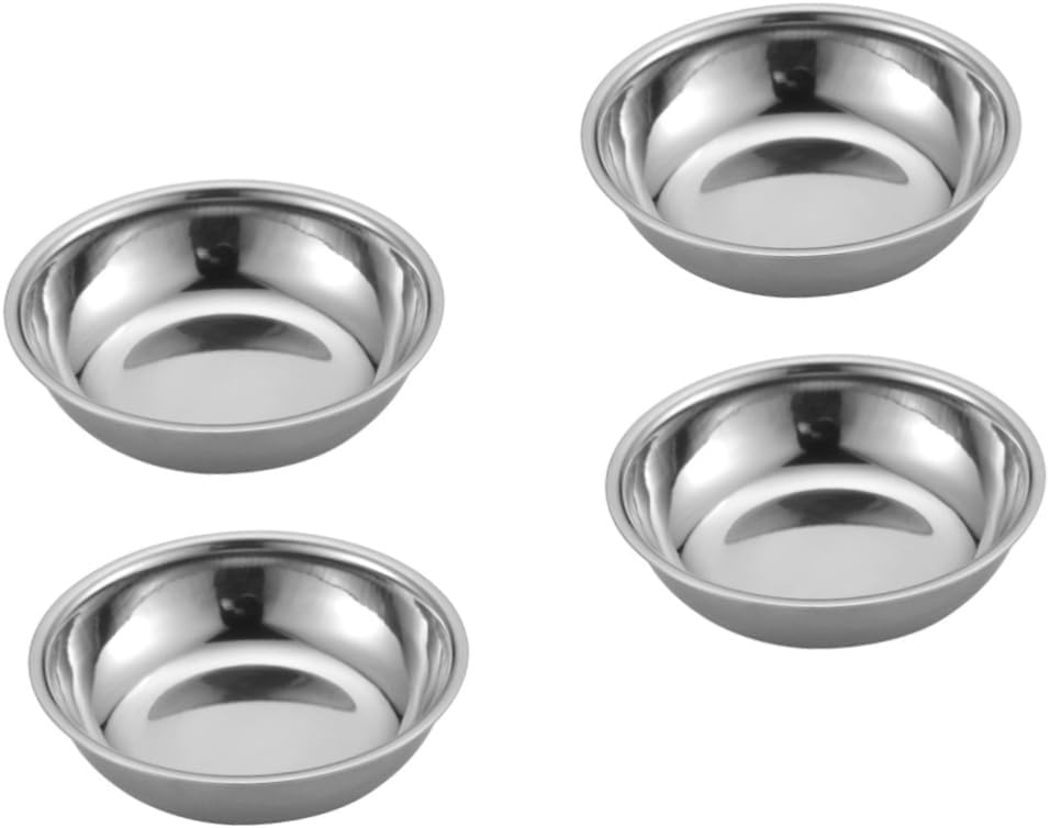IMIKEYA 4pcs Stainless Steel Seasoning Dish Hot Pot Bowl Food Sauce Dish Seasoning Bowl for Appetizers Soups Desserts