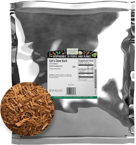 Frontier Co-op Cat's Claw Bark, 1lb Bulk Bag, Cut and Sifted - 100% Pure & Natural Cat Claw Herb, Ideal for Teas, Tinctures, and Herbal Uses, Kosher