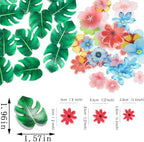 YOcity 83pcs Monstera Tropical Leaves Flowers for Cake Decoration Tropical Palm Leaves Flowers Cupcake Toppers for Jungle Hawaii Theme Baby Shower Kids Birthday Party Supplies