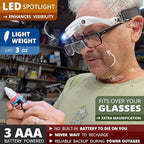 Vision Aid Magnifying Glasses with Light for Close Work, Illuminated Hands Free Headband Magnifier Goggles with Storage Case for Hobby Painting Reading Coin Watch Bead Jewelry…