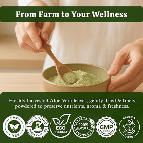 Aloe Vera Powder 100g | Pure & Natural | for Skin, Hair & Wellness | Non-GMO, Vegan, Gluten-Free | DIY Face Packs, Hair Masks & Smoothies