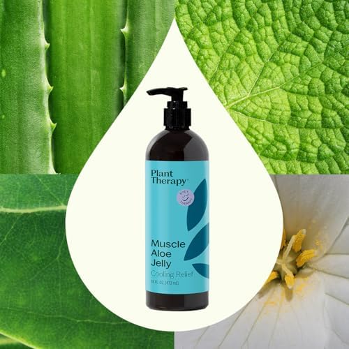 Plant Therapy Muscle Aloe Jelly 16 fl oz, Cooling & Warming Aloe Gel with Essential Oils for Post-Workout Muscle Comfort, Massage & Aromatherapy