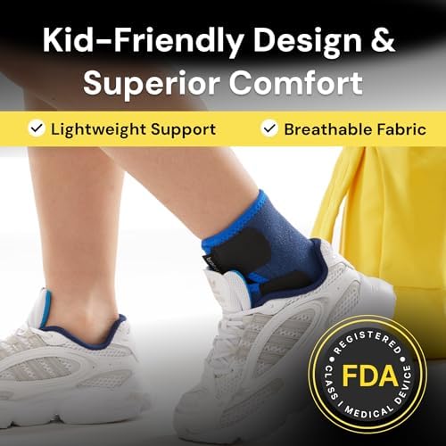 BraceUP Kids Ankle Brace – Youth Sports Support for Boys & Girls, Adjustable Foot Stabilizer for Sprains, Injuries & Active Play for Daily Wear (S 4'1"-4'11" ft)