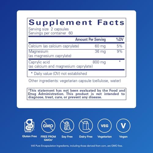 Pure Encapsulations Caprylic Acid | Supplement for Gut and Digestive Health, GI Balance, Gastrointestinal Support, and Intestinal Health* | 120 Capsules