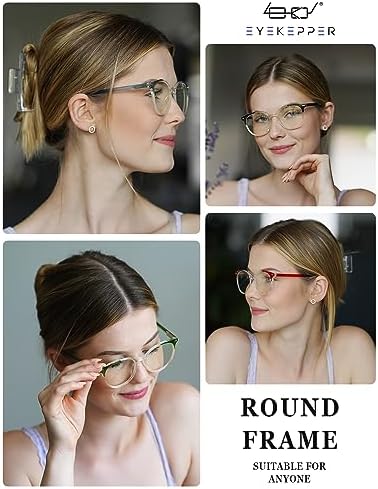 Eyekepper 4-pack Round Reading Glasses Blue Light Blocking Women +0.75