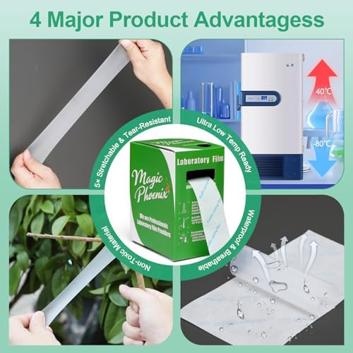 BM-PSF-992 Laboratory Film, Lab Sealing Film, Plastic Film, PM992, 1.2” (3 cm) x 591” (15 m), Self-Sealing Wrap for Plant Grafting and Laboratory Use, No Cutting Required (BM-PSF-992)
