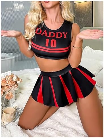 SHENHE Women's Cheerleader Costume Football Lingerie Outfits Uniform Cosplay Lingerie Set
