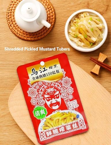 Zhacai Pickled (215g/7.77oz,3Packs/Bag) Si Chuan Zha Cai For Sushi Chinese zhacai for Rice Bowls Si Chuan sui mi ya cai for Ramen Chinese Pickles Variety Set Pickled Cucumber, Radish,Kelp Pickles