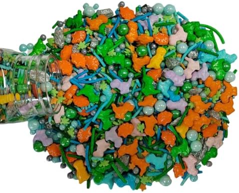 Homankit Dinosaur Sprinkles for Cake Decorating Edible Pearl Sugar Sprinkle for Baking Cake Cupcake Toppers Cookie Decorations Kids Birthday Theme Party Supplies