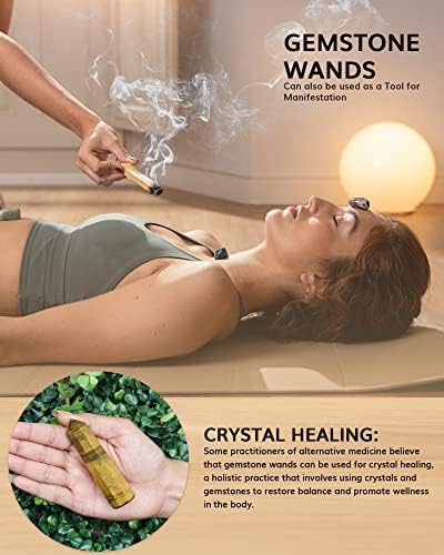 Tiger Eye Wand - Healing Crystals - Crystal Wand Set - Wiccan Wand - Healing Meditation - Crystal Tower Point - Stone Tower - Bulk Crystals and Healing Stones - Stones Decor - Reiki Supplies