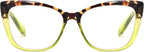Oversized Cat-Eye Reading Glasses for Women, Lightweight Large Frame Fashion Readers (Tortoise/Green, +1.50)