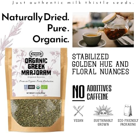 Organic Marjoram 1.76oz - Greek Dried Marjoram Leaves - Origanum Majorana - Organic Marjoram Spice for Cooking, Seasoning & Tea - Resealable Pouch (3.52oz)