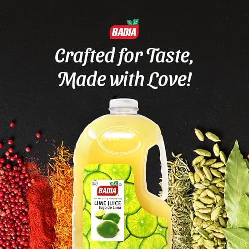 Badia Lime Juice 128 fl oz – Tangy Citrus Flavor from Real Limes, for Cooking, Cocktails, Dressings, Marinades & Beverages