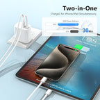 USB C Charger Block,3-Pack Dual Port USB C Fast Charging Block，Type C Wall Charger Plug for iPhone 17/16/15/14/13/12/11/ Pro Max/Plus/Xs Max/XR/X,iPad Pro (20W)