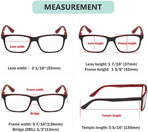 Eyekepper Transition Photochromic Reading Glasses for Women and Men Red,+3.00