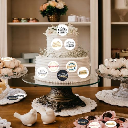36PCS Edible Happy Retirement Cupcake Toppers Wafer Paper Officially Retired Cupcake Toppers Edible Farewell We will Miss You Cupcake Picks for Retirement Theme Party Decoration Supplies
