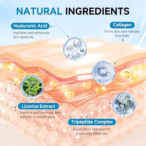 Neck Mask 8PCS, HONLINK Hydrolyzed Collagen Neck Mask Set with Hyaluronic Acid & Peptide,Moisturizing Firming Masks for Crepey Skin, Helps Reduce the Appearance of Fine Lines for Smoother-Looking Skin