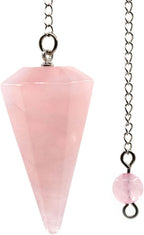 Justinstones Natural Rose Quartz Crystal Gemstone Hexagonal Pointed Reiki Chakra Pendant Pendulum