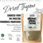 Apsogo Organic Greek Thyme – Premium Dried Thyme Leaves from Greece (3.52 oz) Aromatic for Cooking, Tea & Seasoning, 3.52 oz Resealable Eco Pouch