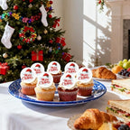 60 PCS Edible Merry Christmas Cupcake Toppers Holly Leaves Berries Santa Claus Hat Cupcake Picks Edible Christmas Cupcake Decorations for Xmas Theme New Year Holiday Party Cake Decorations Supplies