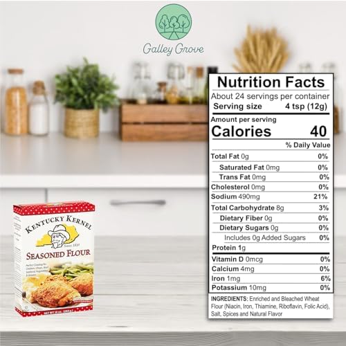 Kentucky Kernel Seasoned Flour Mix Coating Bulk 10 oz (4-Pack), 40 Total Ounces, Chicken, Chops, Beef, Seafood, Vegetables, Fried Pickles and Gravies With Galley Grove Sugar Free Mints