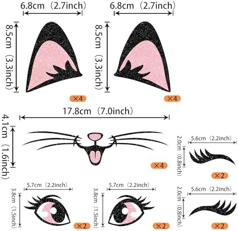 Rsstarxi 20 Pack Cat Cake Topper Cute Meow Cat Ears Eyelashes Cake Pick Set for Cat Themed Baby Shower Birthday Party Cake Decorations Supplies