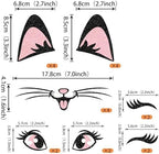 Rsstarxi 20 Pack Cat Cake Topper Cute Meow Cat Ears Eyelashes Cake Pick Set for Cat Themed Baby Shower Birthday Party Cake Decorations Supplies