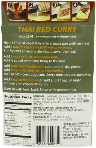 deSIAM Curry Paste, Thai Red, 2.4 Ounce (Pack of 6)