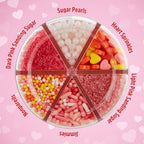 Sprinkles Mix, 6 cells of Edible Cake Toppers 7.30oz, Perfect Heart Shaped Sprinkles for Cake Decorating and Cookie Decorating Kits, Ideal for Cupcakes, Party Treats, Classroom Treats