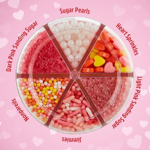 Sprinkles Mix, 6 cells of Edible Cake Toppers 7.30oz, Perfect Heart Shaped Sprinkles for Cake Decorating and Cookie Decorating Kits, Ideal for Cupcakes, Party Treats, Classroom Treats