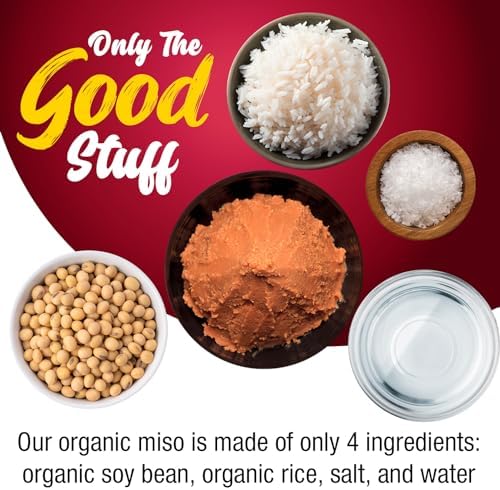 Fusion Select Organic White Miso Paste - Made of Fermented Soy Bean & Rice - Savory Japanese Seasoning For Cooking Soup Base, Broth, Stew, Salad Dressing, Sauce, Marinade, Ramen - 15 Servings, 300g
