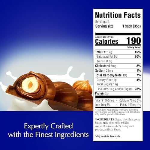 Lindt CLASSIC RECIPE Whole Hazelnut Milk Chocolate Stick, Milk Chocolate Candy with Whole Hazelnuts, 1.2 oz.