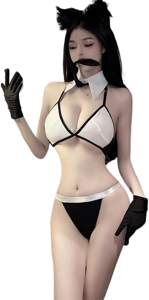 Women's Sexy No Take Off Maid Anime Cosplay Hollow Lace Up Underwear Bodysuit Anime lingerie Lingerie Lace