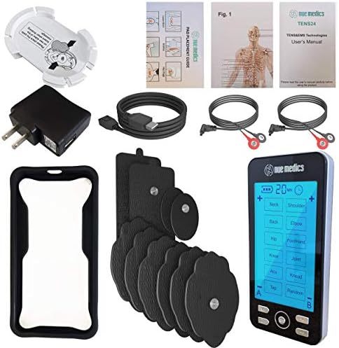 Tens Unit Machine Pulse Massager for Pain Relief, 24 Massage Modes, Rechargeable Muscle Stimulator Device with 10 Pads