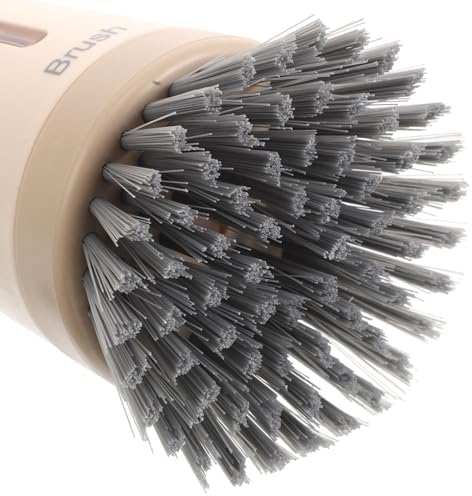 DECHOUS Dish Scrubber with Soap Dispenser Palm Brush for Dishes and Pots Kitchen Scrub Brush in Cream Color Multi-use Cleaning Tool for Household Sink and Cookware