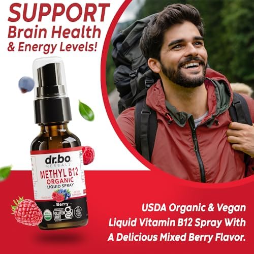 Vitamin B12 Liquid Spray Drops - Organic Liquid B12 Vitamins for Women, Men, Kids & Energy, Vegan Sublingual Methyl B 12 Spray Supplement - Organic Pure Methylcobalamin Vit B 12 Drops Vitamins 1 Fl Oz