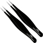Super Sharp Pointed Tweezers - Precision Fine Point Tip Ingrown Hair Remover - Stainless Steel Facial Hair Remover - Black Color