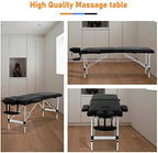 Dkeli Massage Table Foldable 73 Inch Massage Bed Portable Adjustable 2 Fold Salon Bed with Aluminium Legs, Face Cradle, Carry Case Tattoo Table Facial Table Hold Up to 450LBS, Black